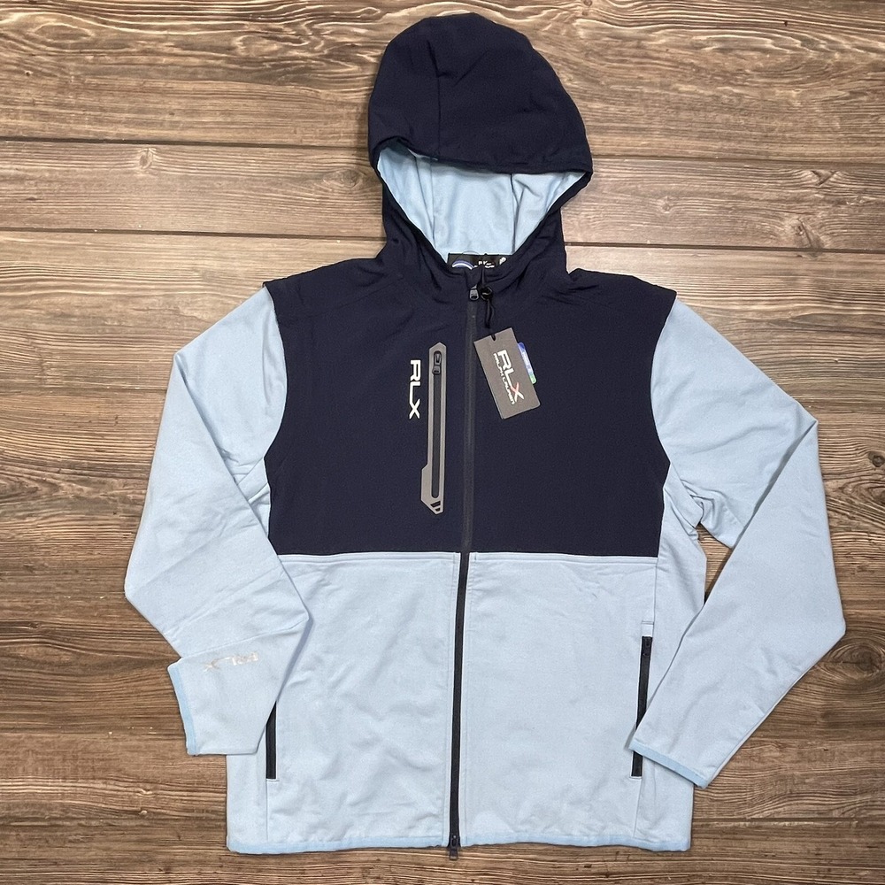RLX Ralph Lauren Golf Mens Convertible Stretch Terry Jacket Blue MEDIUM NWT $248